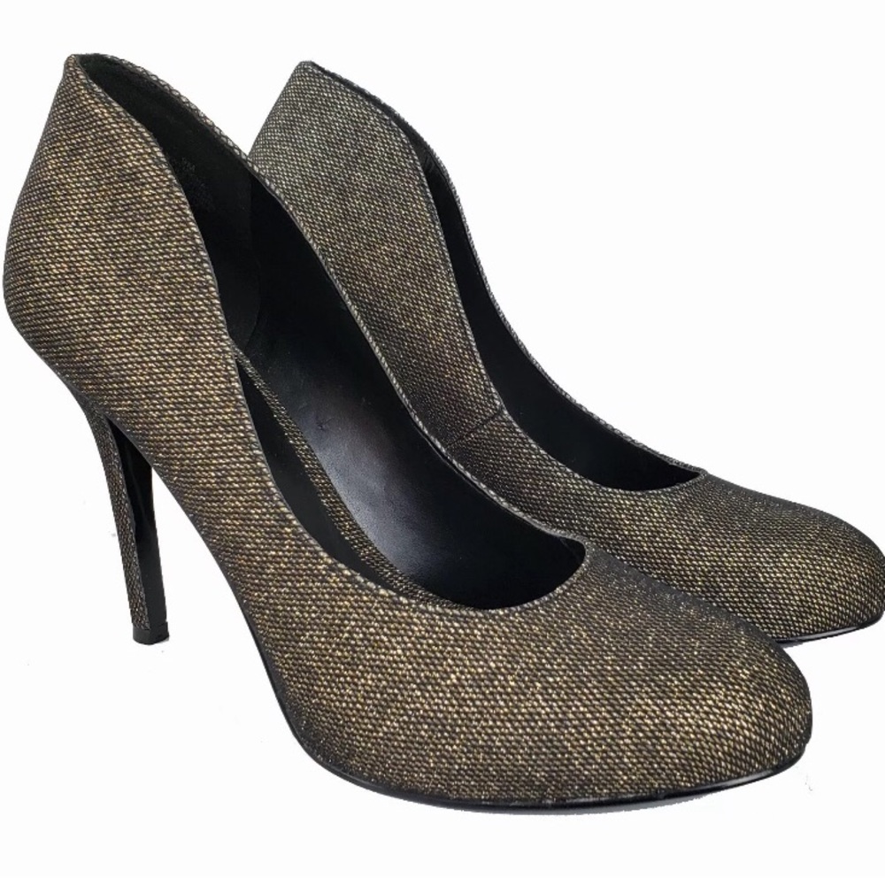 New Nine West Micha Pumps 8M Black Gold Metallic